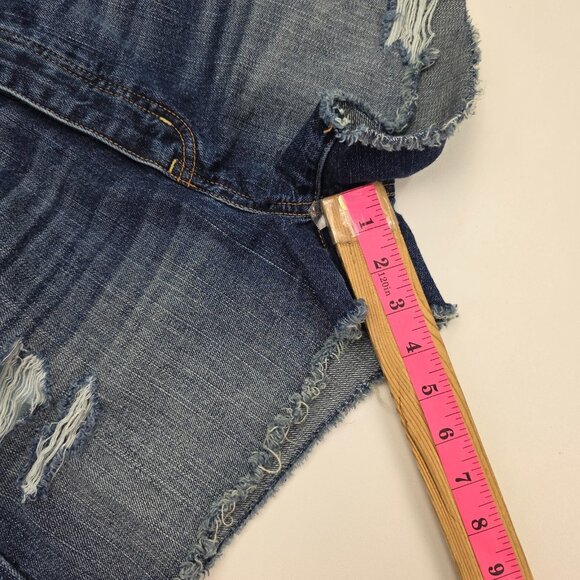 American Eagle Cut Off Button Fly Jean Shorts Jorts Womens 10 Distressed Cotton - Picture 11 of 11